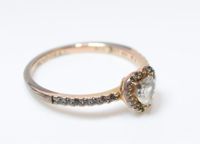 PANDORA 14k Gold Plated Pave Elevated Heart Ring 168421C01 -SIZE 9 #8