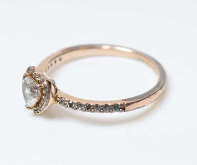 PANDORA 14k Gold Plated Pave Elevated Heart Ring 168421C01 -SIZE 9 #9