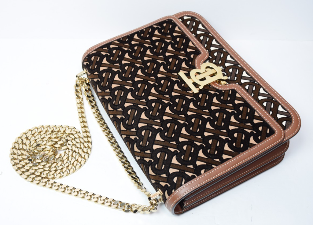 Burberry TB Monogram Crossbody Bag Brown Chain Leather w/ Dust Bag #2