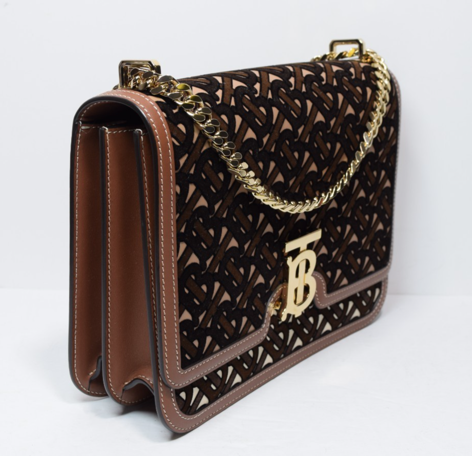 Burberry TB Monogram Crossbody Bag Brown Chain Leather w/ Dust Bag #4