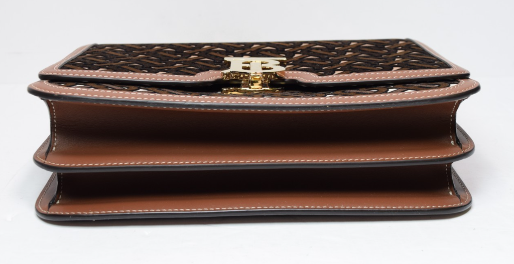 Burberry TB Monogram Crossbody Bag Brown Chain Leather w/ Dust Bag #13