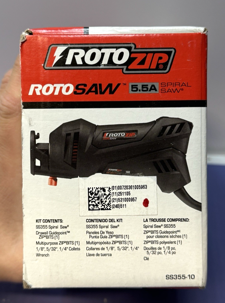 Rotozip SS355-10 5.5 Amp High Performance Spiral Saw Tool Kit - Brand New #3