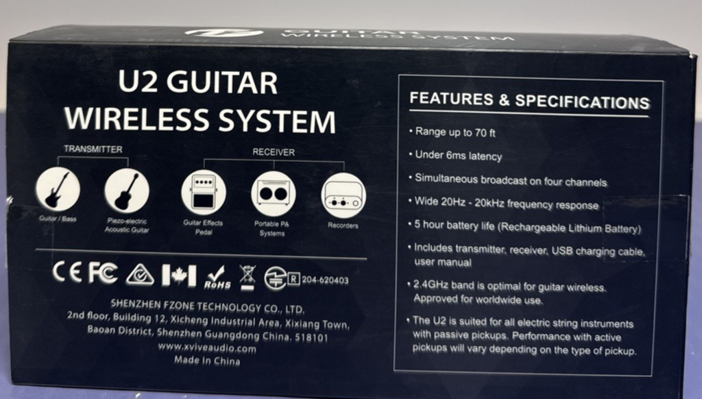 XVIVE U2 Guitar Wireless System with Transmitter and Receiver - Black #1