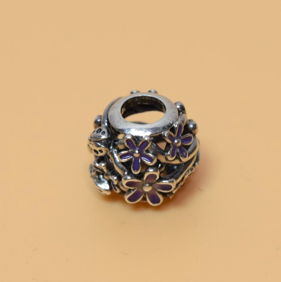 Pandora Openwork Purple Daisy Silver Charm #2