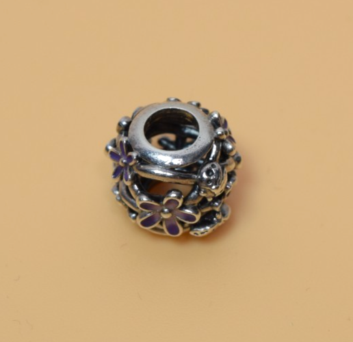 Pandora Openwork Purple Daisy Silver Charm #3