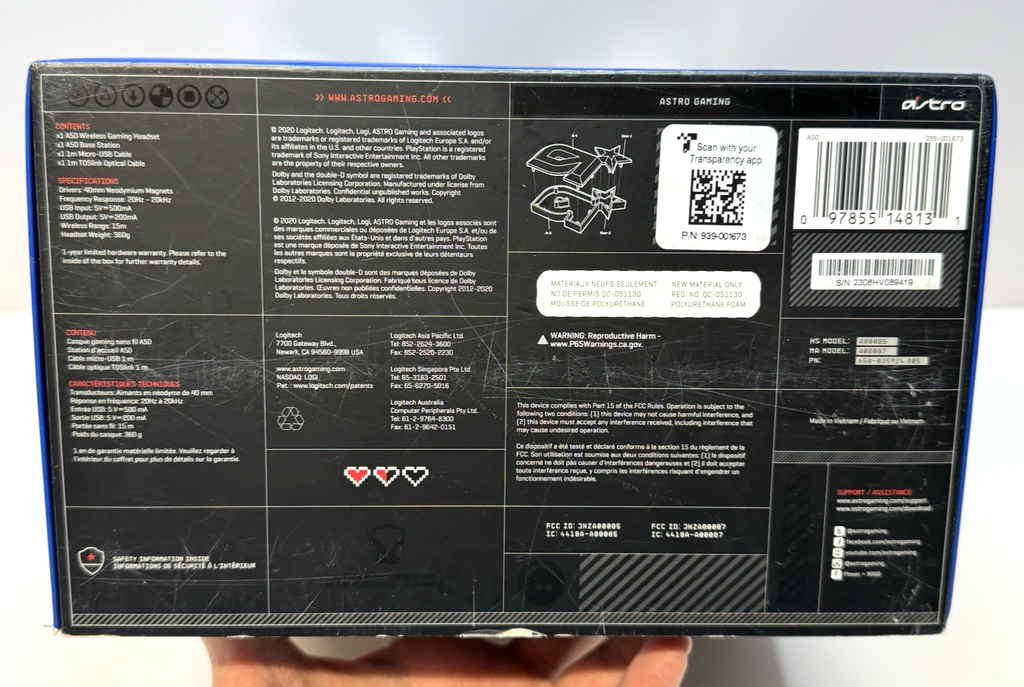 Astro A50 Ear-Cup Wireless Headphone Black (939-001673) w/ Base Station, Box #6