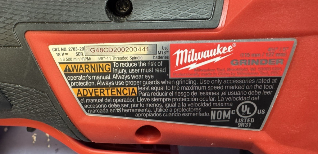 Milwaukee M18 FUEL - 4 1/2" - 18V Cordless Grinder 2783-20 w/bat 5 Ah 48-11-1850 #5