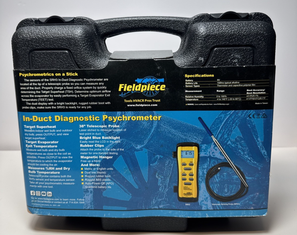 Fieldpiece SRH3 In-Duct Diagnostic Psychrometer -Brand New #1
