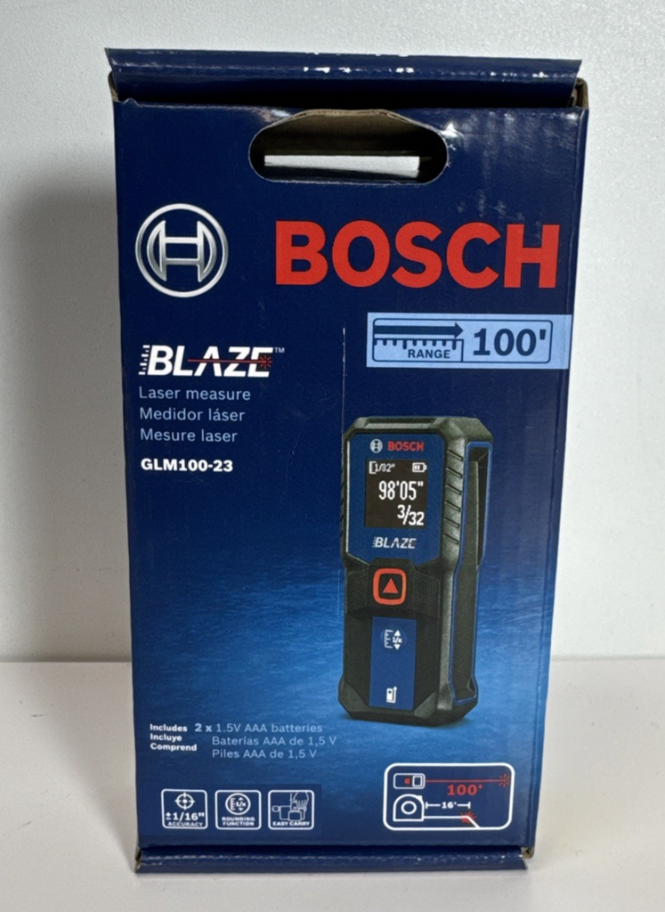 Bosch Blaze 100ft Backlit Laser Measure - Blue (GLM100-23) #1