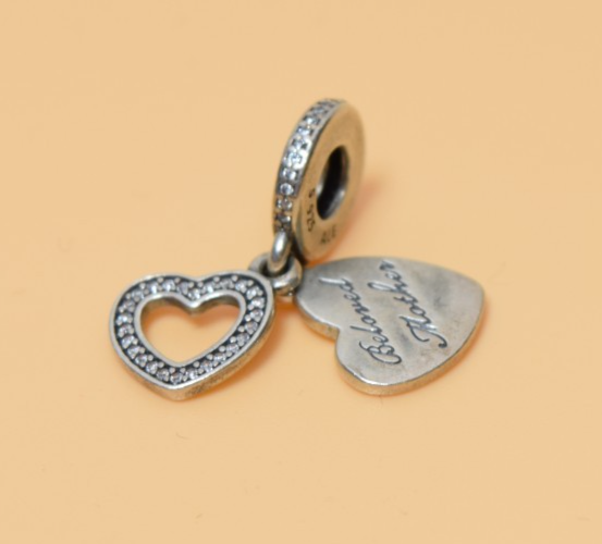 BELOVED MOTHER Genuine PANDORA Silver HEARTS Dangle MOM DAY Charm #3