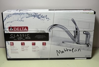 Delta 300-DST Classic Single-Handle Kitchen Faucet w/ Side Sprayer -New