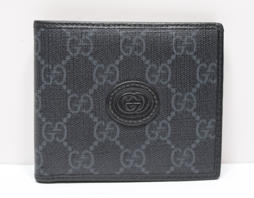 Gucci Bifold Wallet w/ Interlocking G In Black Supreme