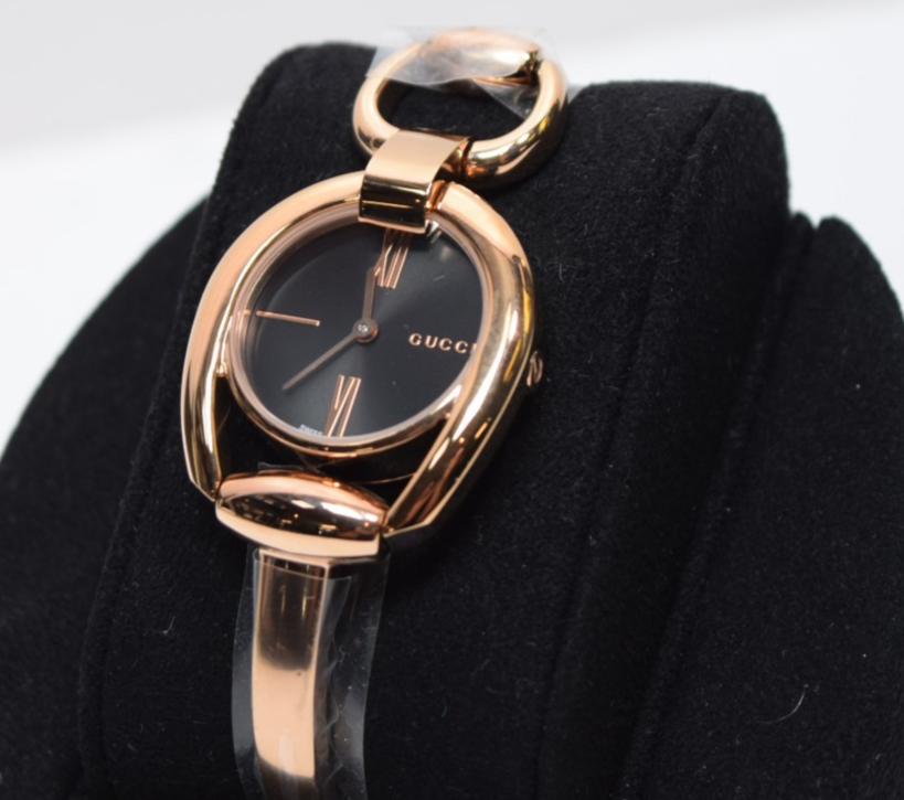 Gucci Horsebit Black Dial Rose Gold Women's Watch YA139507 - Brand New with box