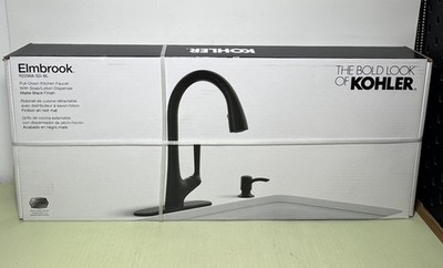 KOHLER Elmbrook Matte Black Pull-Down Sprayer Kitchen Faucet R22968-SD-BL - NEW