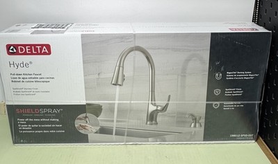 Delta Hyde Kitchen Faucet Pull Down Spray Soap Stainless 19801Z-SPSD-DST