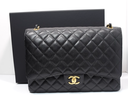 [11912-1] Chanel Classic Maxi Double Flap Black Caviar Leather Gold Hardware w/ Box & Dust