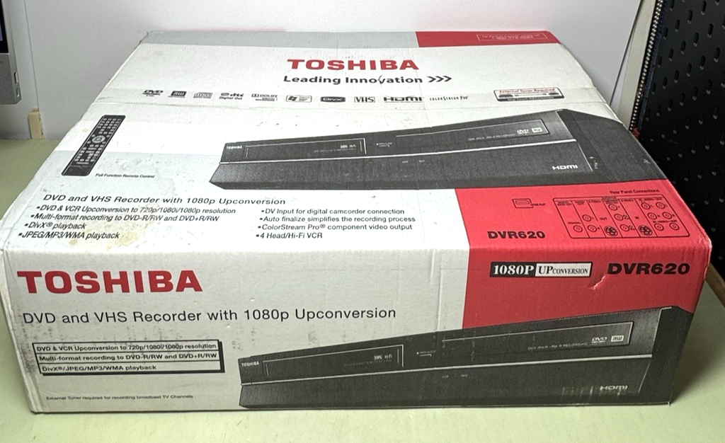 Toshiba DVR-620 DVD Recorder VCR Combo 1080p Upconversion-Brand New