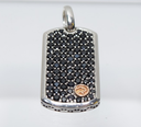 [i-1285] Effy Men's Black Diamond Dog Tag Pendant 925 Sterling Silver/18K Rose Gold