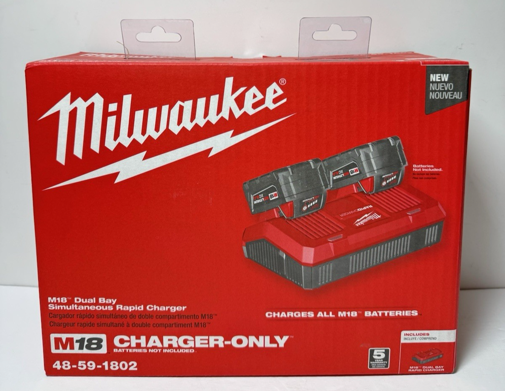 Milwaukee 48-59-1802 M18 18-Volt Lithium Dual Bay Simultaneous Rapid Charger