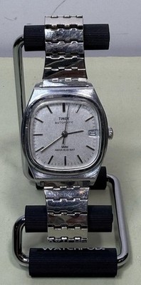 Vintage Timex Automatic 1983 E-Line 34mm Silver Dial w/ Speidel Bracelet Works