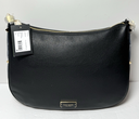 [13088-2] Kate Spade New York Liv Large Hobo Leather Shoulder Bag Black Gold *No strap*