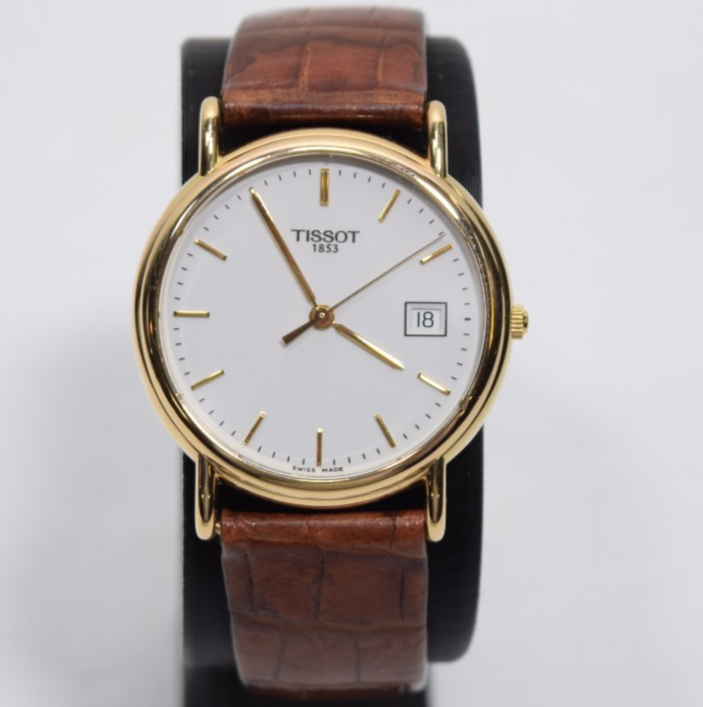 Tissot 1853 Solid 18K Gold (750) Swiss Quartz Date Dress Watch 33.75mm
