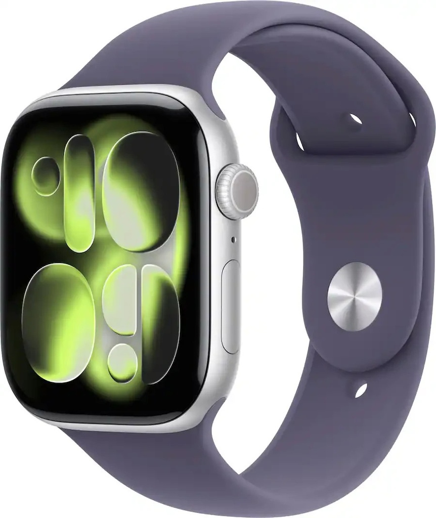 Apple Watch Series 11 46mm Silver Aluminum GPS Purple Fog Sport Band M/L-New