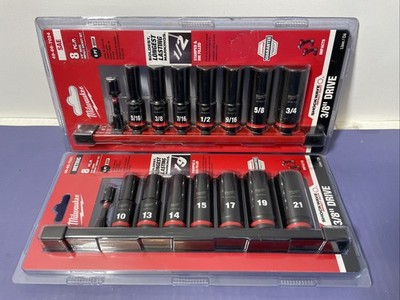 Milwaukee 49-66-7021/7024 and  8PC SHOCKWAVE Impact Duty 3/8"; Metric and SAE