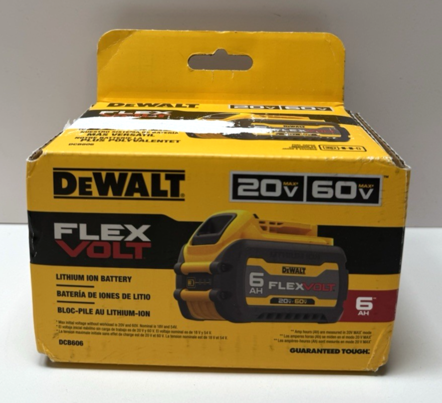 DEWALT DCB606 FLEXVOLT 20V 6.0Ah Lithium-Ion Battery, Genuine - Brand New Sealed