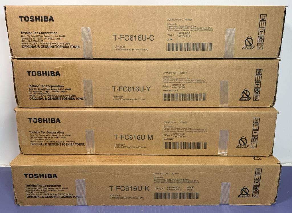 Genuine Toshiba T-FC616U CMYK Set T-FC616U-K T-FC616U-C T-FC616U-M T-FC616U-Y