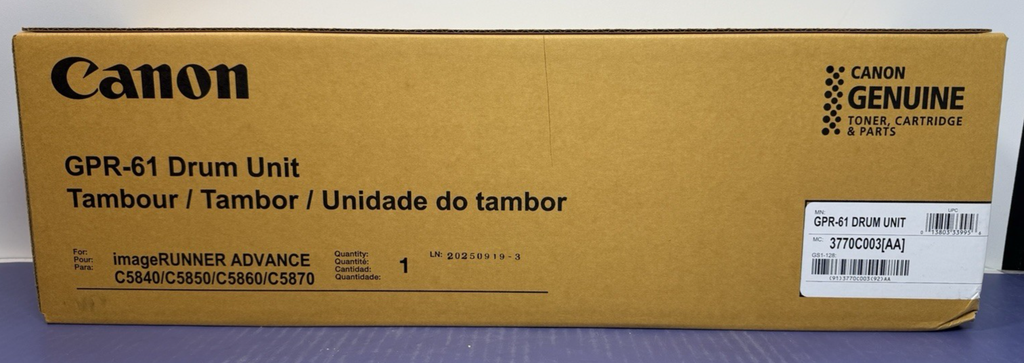 Genuine Canon GPR-61 Drum Unit 3770C003AA, BK/Y/M/C, BRAND NEW