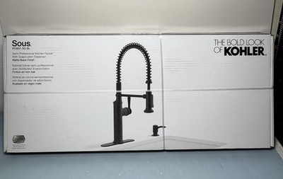 Kohler Sous Pro Faucet  Matte Black Finish With Soap Dispenser R10651-SD-BL NEW