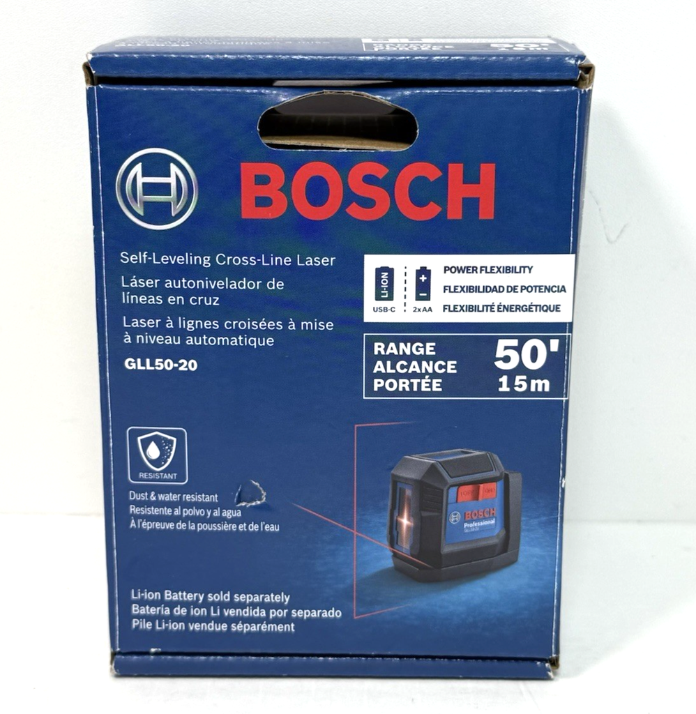 Bosch GLL50-20 50ft Range Self Leveling Cross Line Laser- Open Box
