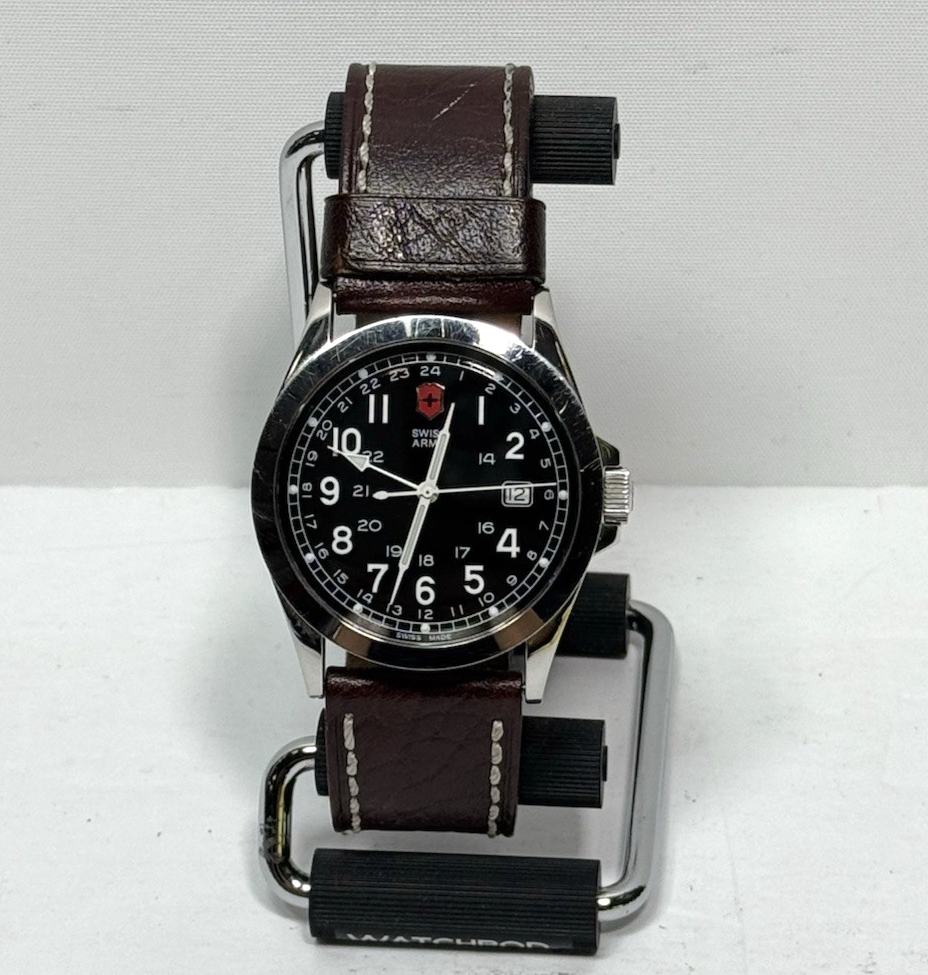 Victorinox Swiss Army Watch w/ Black Face & Brown Leather Strap 24798-40mm