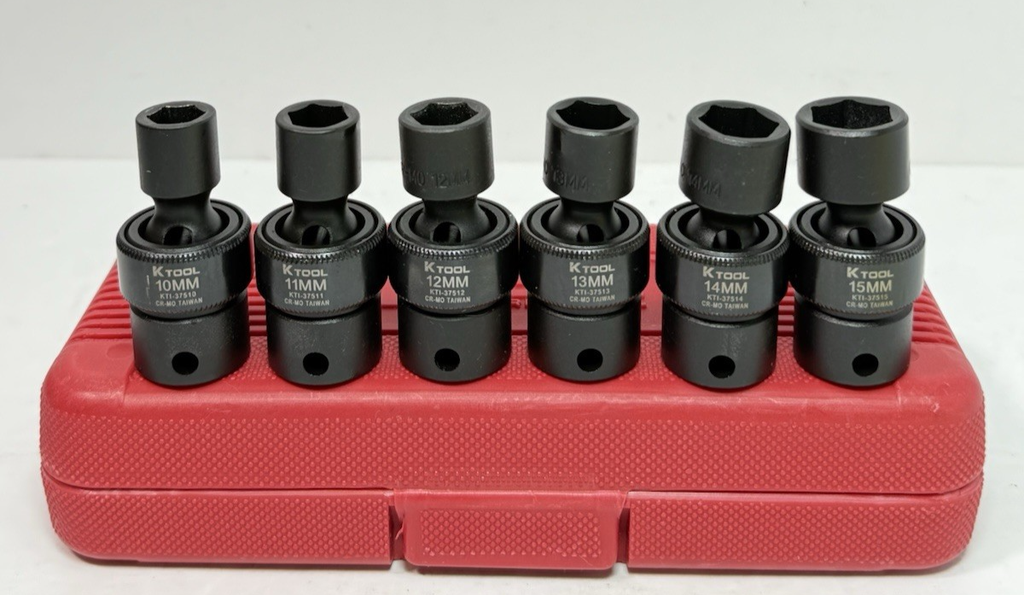 K-Tool 37510-37515 6 Piece 3/8" Drive Metric 6-Point Flex Impact Socket Set