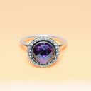 [FRB] Pandora Sterling Silver Purple Brilliant Legacy Ring Size: 7