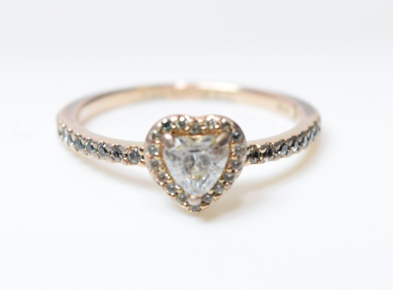 PANDORA 14k Gold Plated Pave Elevated Heart Ring 168421C01 -SIZE 9