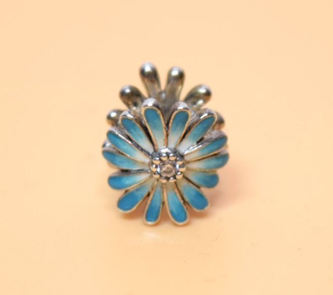 Pandora Blue Daisy Flower Charm Sterling Silver