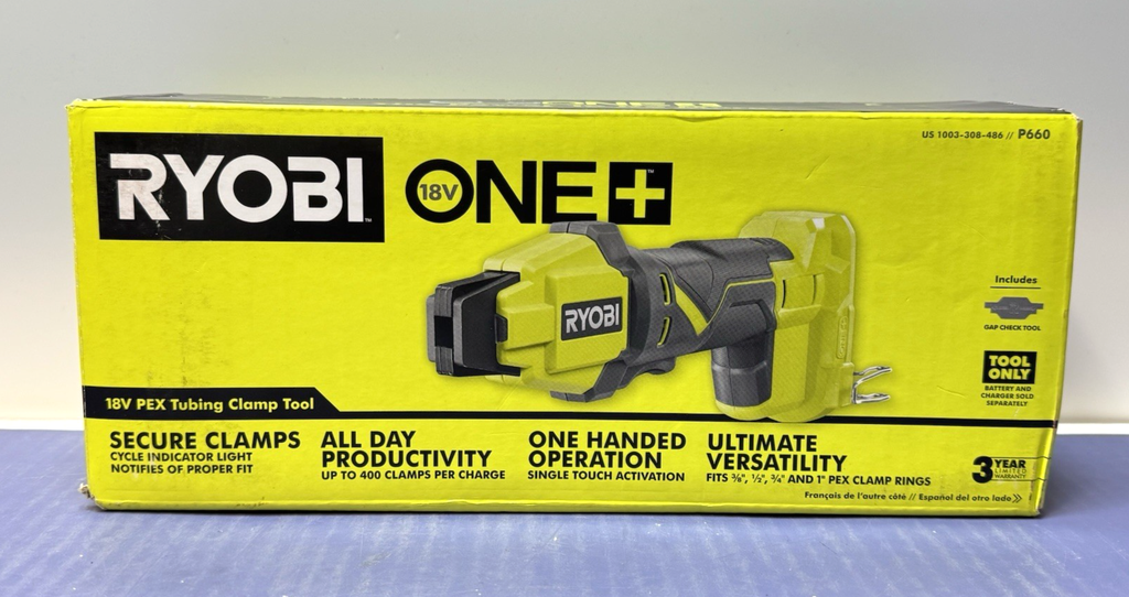 Ryobi One+ 18V PEX Tubing Clamp Tool P660 Tool-Only - Brand New
