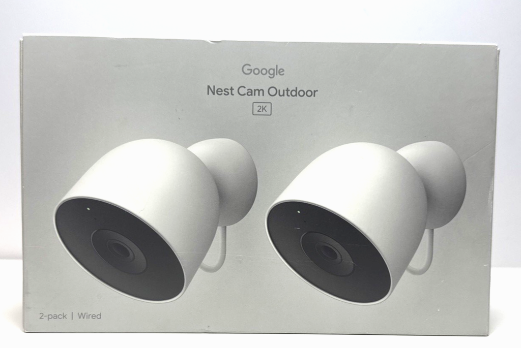 Google Nest Cam Outdoor (wired, 2nd gen) 2K Video and Gemini  2-Pack Snow -New