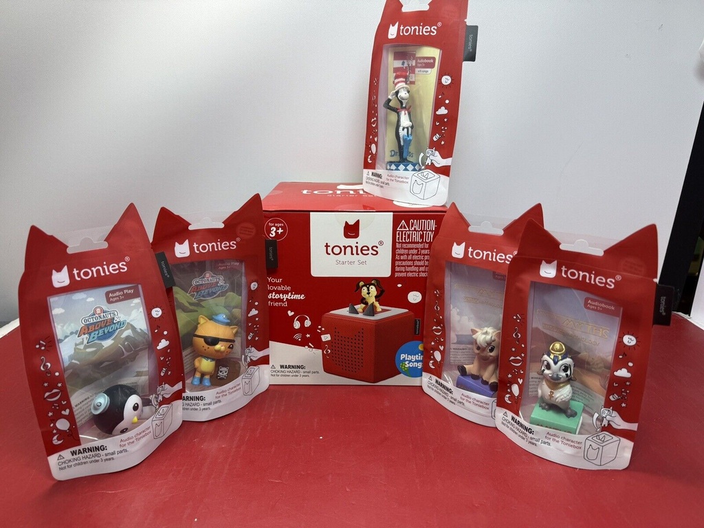 Toniebox Audio Player Starter Set - Red - W/ 5 EXTRA FIGURES! - Tonies BUNDLE!