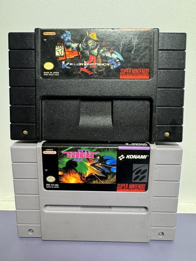 Super Nintendo SNES Game Bundle - Killer Instinct & Gradius III - Tested&Works