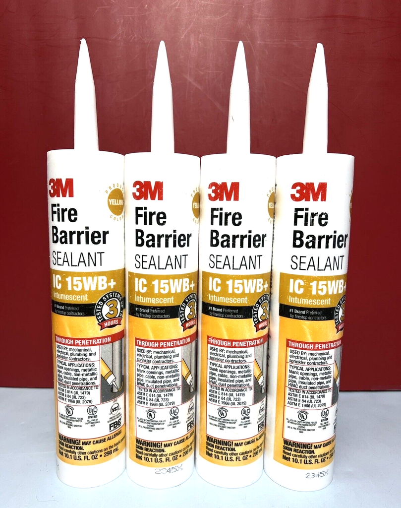 4 x 3M IC15WB Fire Barrier Sealant - 10.1oz Caulk gun ready - Brand New 4 Tubes