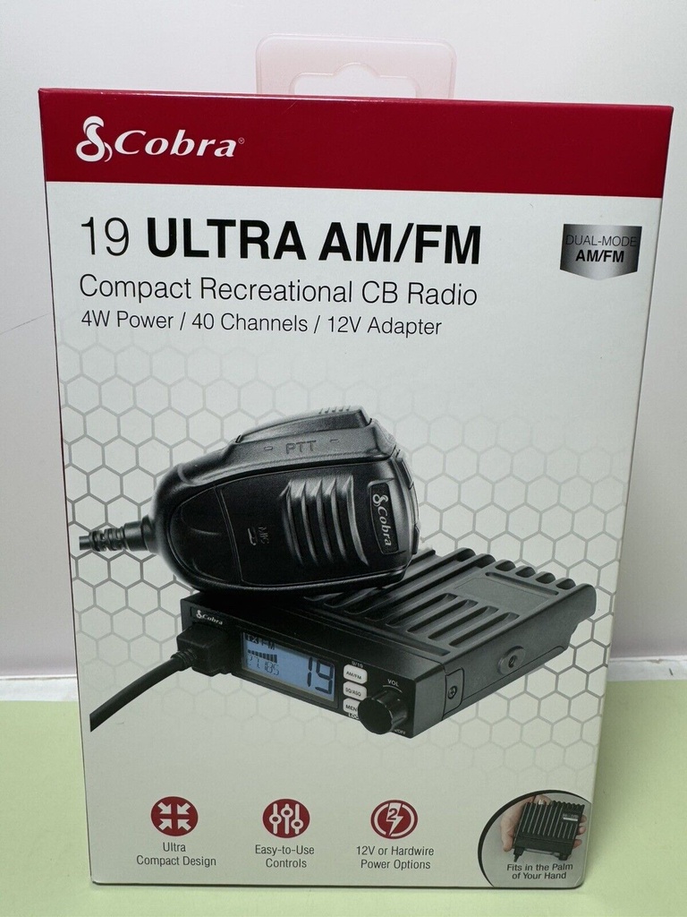 Cobra Dual Mode 19 Ultra AM/FM Compact CB Radio 4W Power 40 Channels NEW SEALED