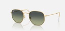 [9105-2] Ray-Ban Sunglasses RB3548 001/51 Gold Hexagonal Frames w/ Green Gradient Lenses
