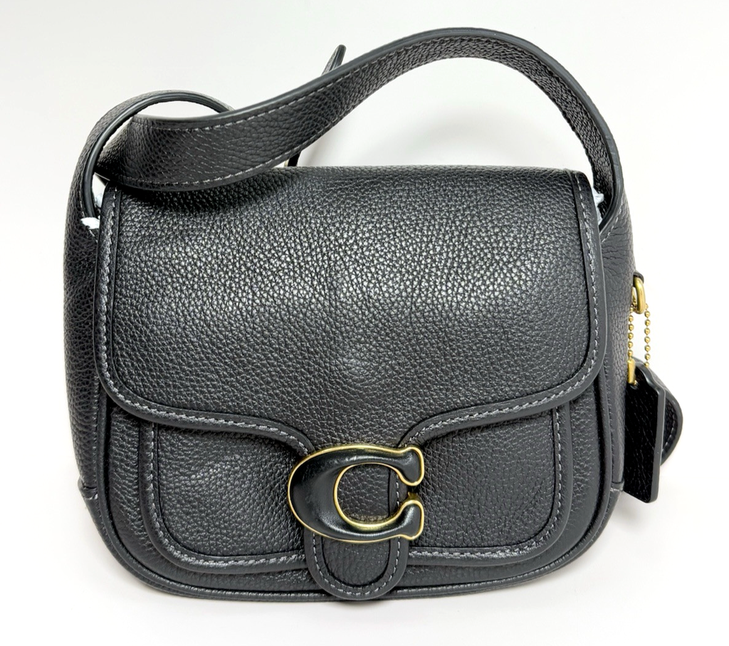 NWT - Coach Black Pebbled Tabby 19 Leather Messenger Bag -CJ846