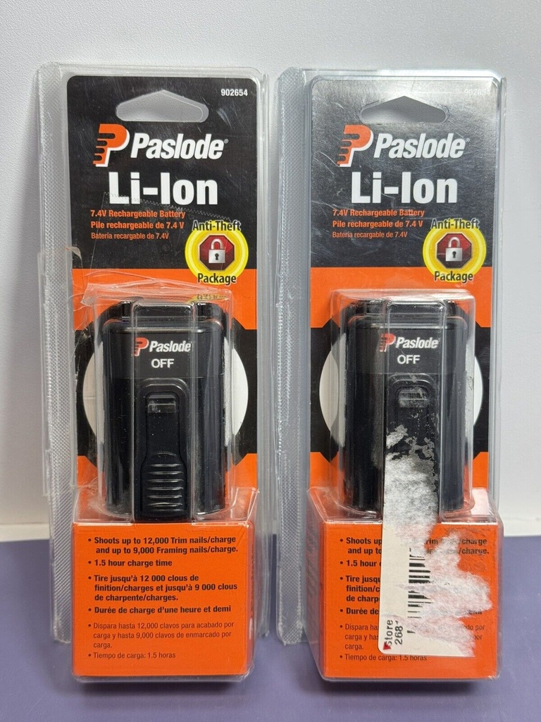 2x Paslode 902654 Lithium Ion Rechargeable Battery New Factory Sealed