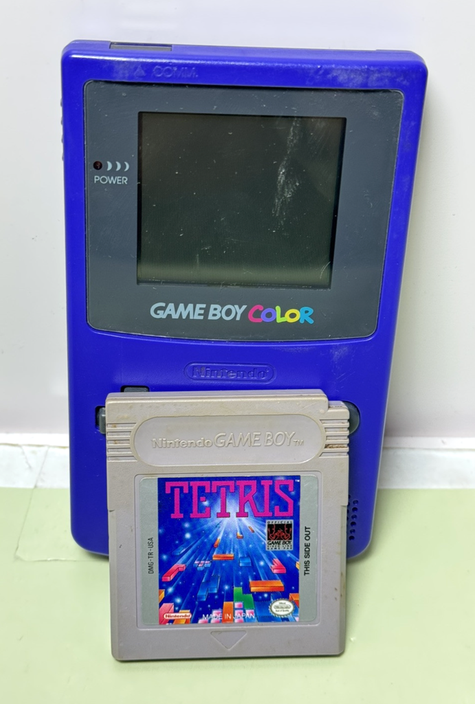 Nintendo Game Boy Color Grape Purple CGB-001 GBC w/ Tetris Game *Tested*