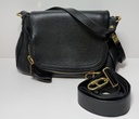 [8781-1] Tom Ford Women's Black Jennifer Medium Double Strap Leather Shoulder Bag