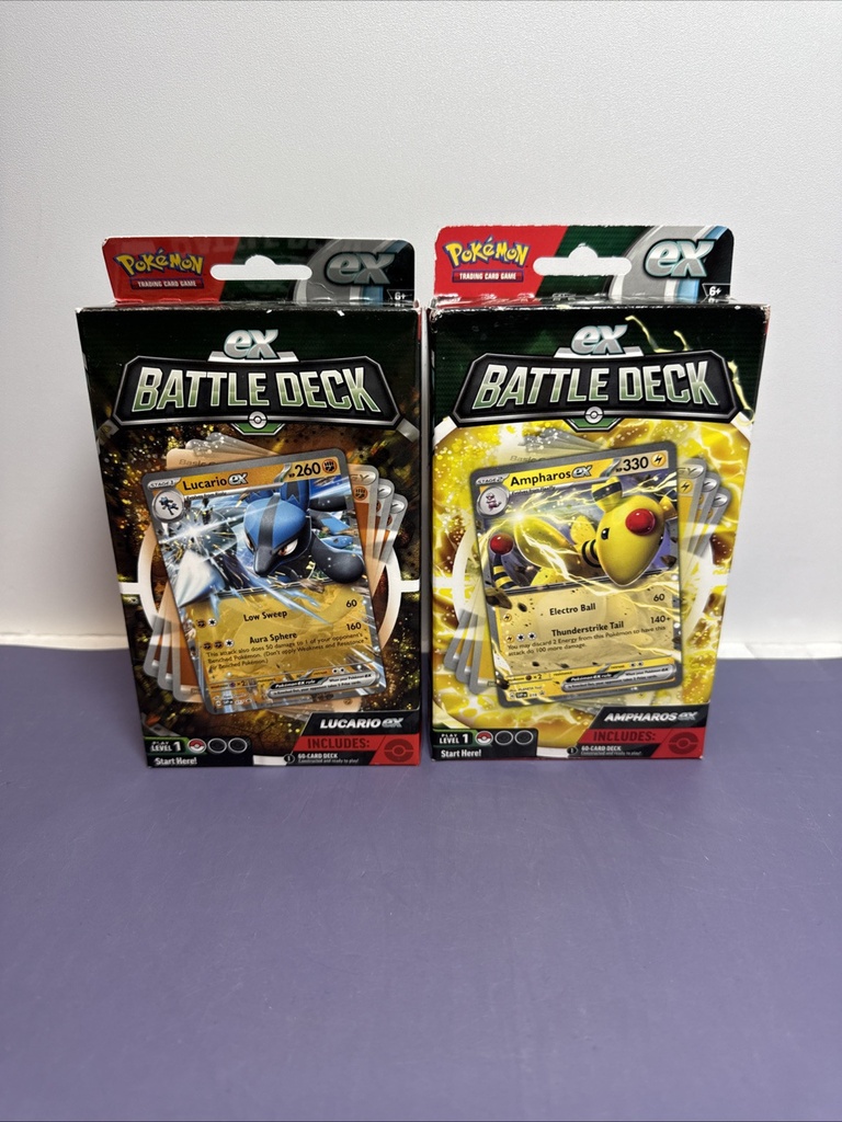 Pokemon TCG ex Battle Decks Box Ampharos & Lucario ex Sealed New set of 2
